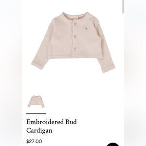 Lil legs lilette embroidered bud cardigan in soft pink 6m
